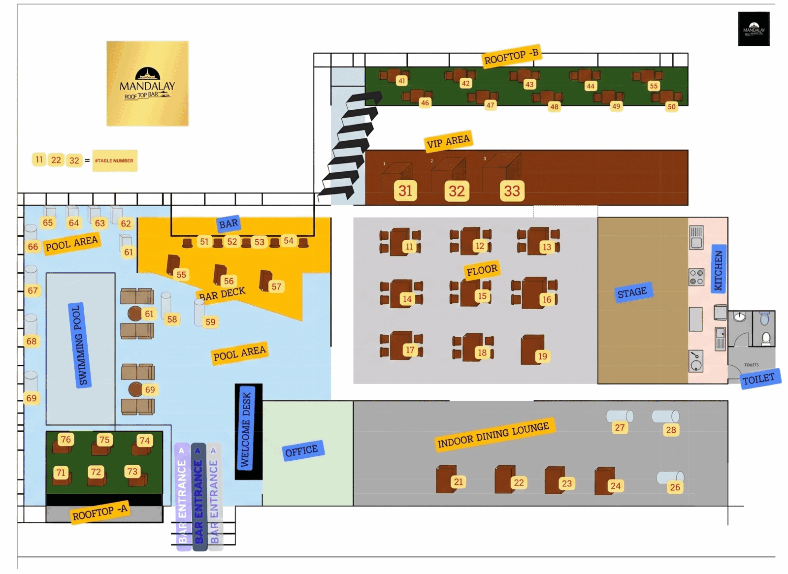 Mandalay Rooftop Bar floor plan